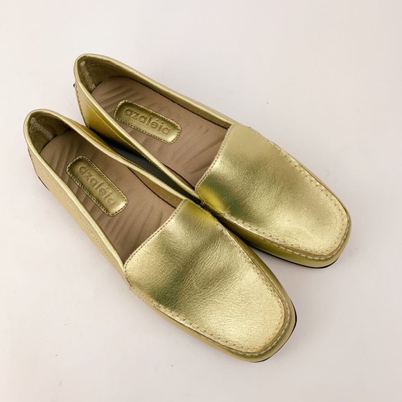 Azaleia Shoes - Azaleia Gold Loafers Driving Mocs Shoes Size US 8 Brazil 37 1/2
